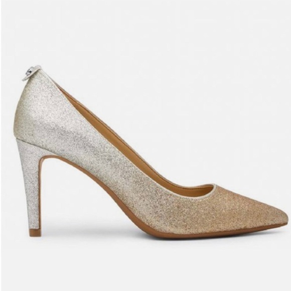 MICHAEL KORS DOROTHY SILVER GOLD ombre DEGRADÉ GLITTER flex pump heels size 10 - Picture 14 of 14
